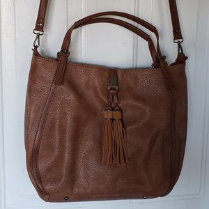 MODA LUXE Brown Leather Purse with tassel